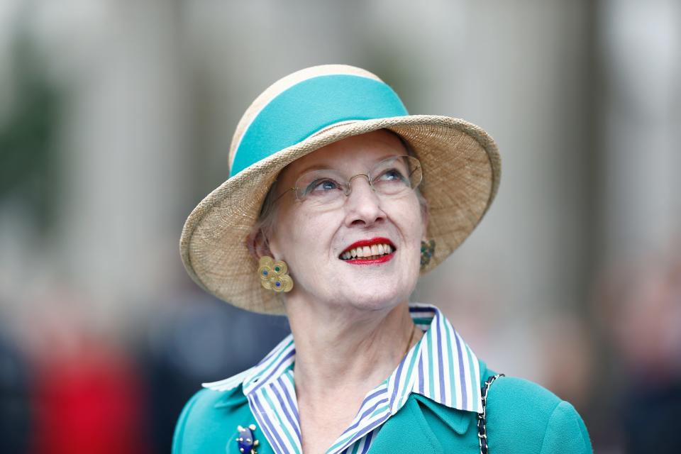 Queen Margrethe II of Denmark smiles during a visit to Brandenburg Gate on September 10, 2014 in Berlin, Germany. Queen Margrethe is in Berlin on a two-day visit.