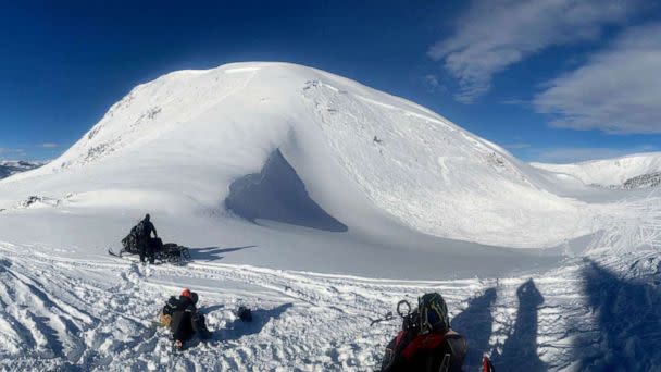 PHOTO: On January 7, 2023, at around 2:00 PM, two snowmobilers were caught, buried, and killed in a large avalanche on the east face of Mount Epworth, about 6 miles east of Winter Park. (Colorado Avalanch Information Center)