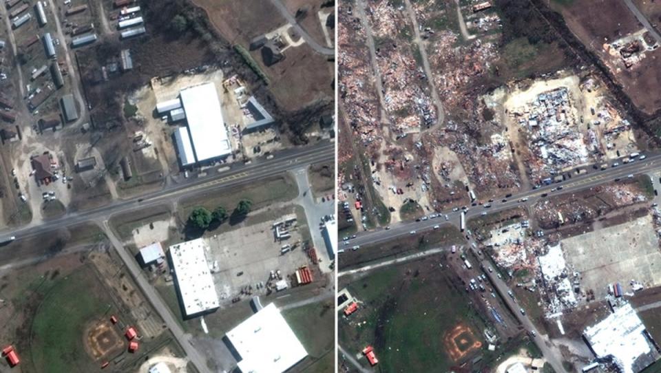 Satellite images of the destruction in Mississippi (Maxar Technologies)