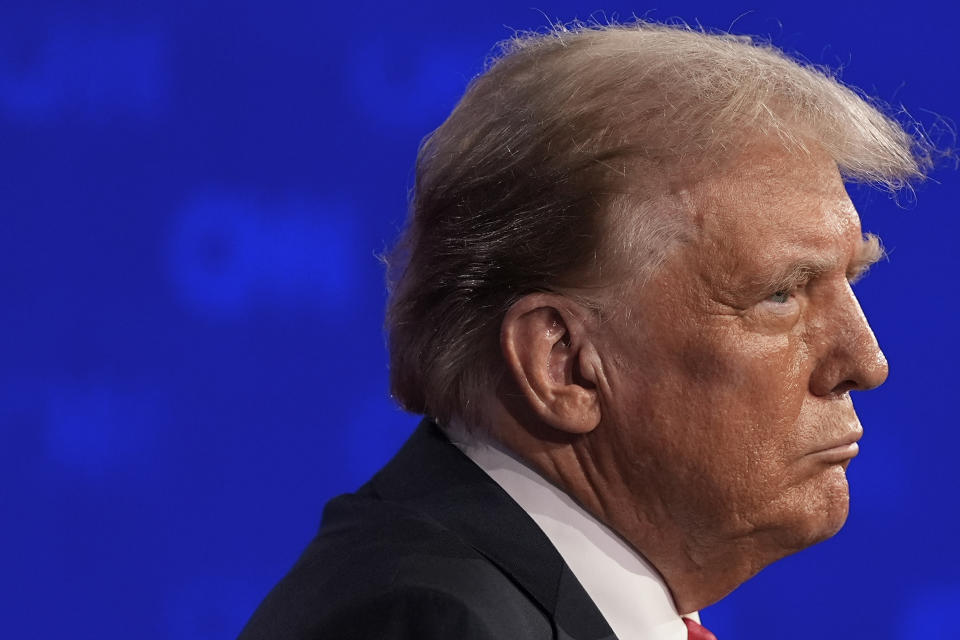 Republican presidential candidate former President Donald Trump listening to questions during a presidential debate with President Joe Biden, Thursday, June 27, 2024, in Atlanta. (AP Photo/Gerald Herbert)