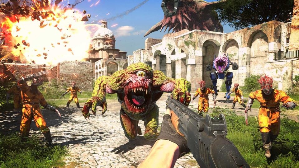 Die kroatische Antwort auf "Duke Nukem" ist inzwischen beliebter als das Original - und vor allem erfolgreicher: In "Serious Sam 4" wird wieder Sinn-befreit ausgeteilt - genau das Richtige für alle, die schnelle Monster-Action und fremdschämige Sprüche mögen. Wann genau Croteams Ballermann im August das Feuer eröffnet, ist unklar. Zunächst sind PC- und Stadia-Spieler an der Reihe, die Konsolen-Fassungen verspäten sich bis Anfang 2021. (Bild: Croteam, Devolver Digital)