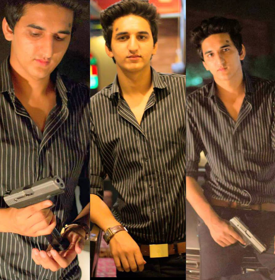 Zahid Jadoon, 26, is pictured holding a gun.