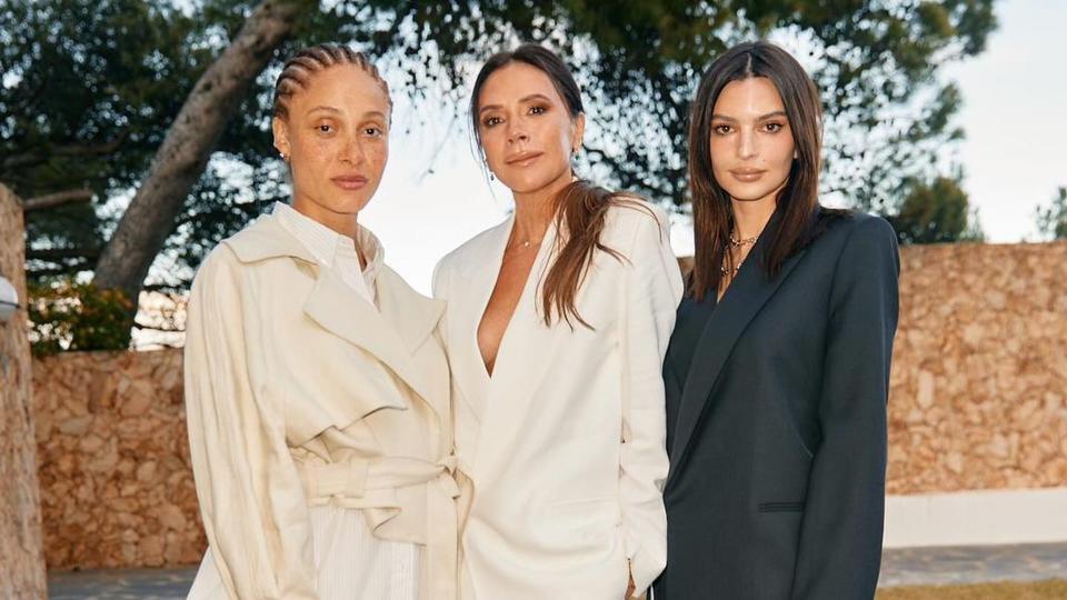 Emily Ratajkowski, Adwoa Aboah and Victoria Beckham pose for a photo