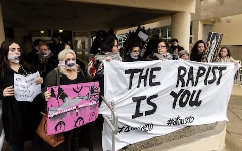 Protesters claim the woman is a victim of Cyprus's "rape culture" - Credit: IAKOVOS HATZISTAVROU/AFP via Getty Images