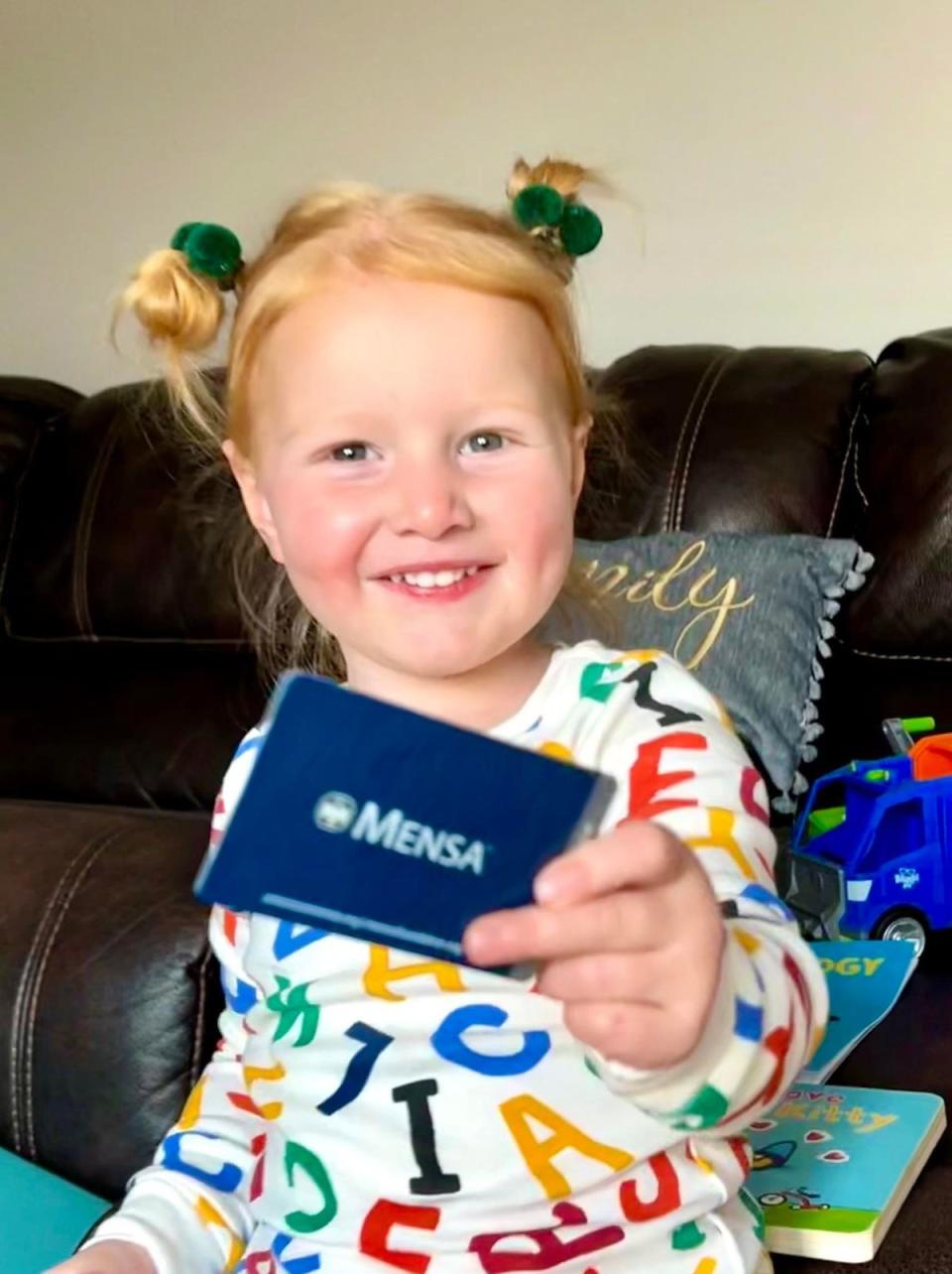 Two-year-old Isla McNabb is youngest member of Mensa (Amanda McNabb)