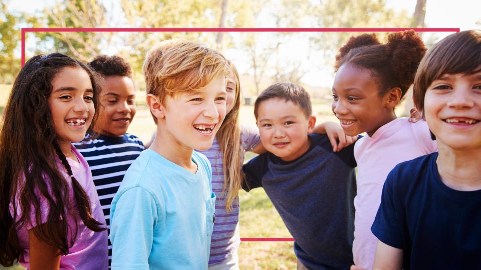 White and black kids playing