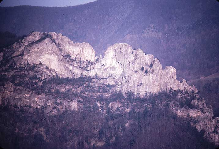 The Gendarme as it once stood in the center of the notch.