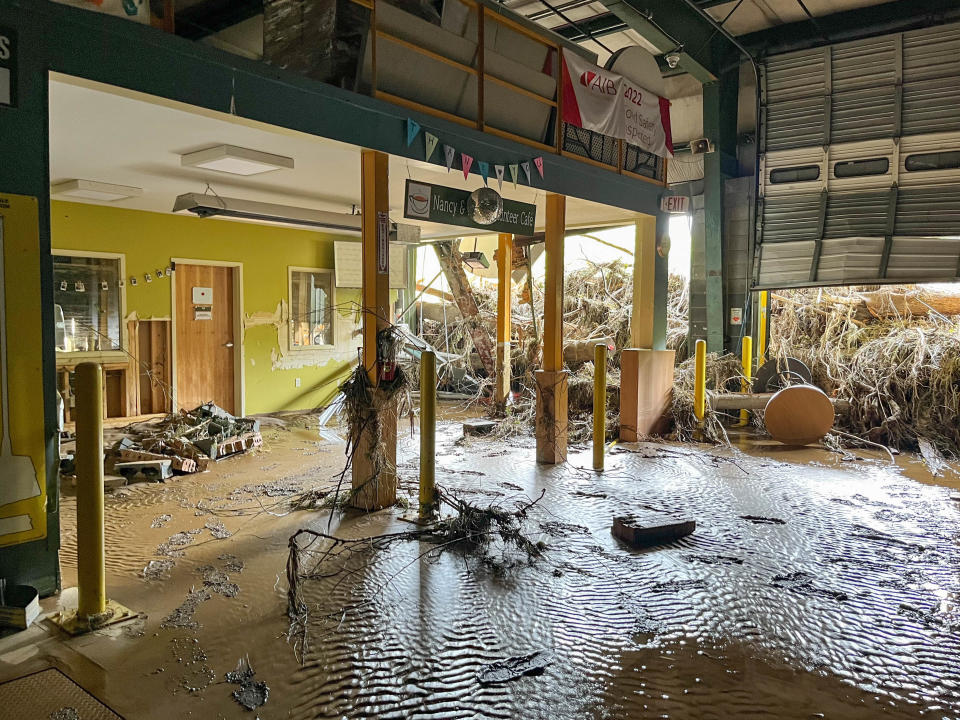 MANNA FoodBank's facility at 627 Swannanoa River Road was destroyed by floodwaters from the Swannanoa River during Tropical Storm Helene.