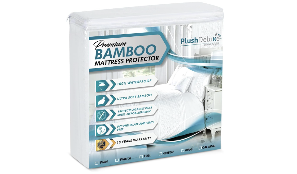 Protector de bambú para colchón PlushDeluxe Premium, tamaño Queen