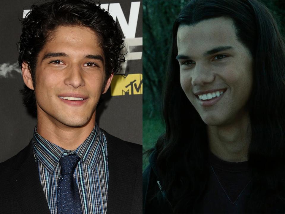 Left: Tyler Posey in 2011. Right: Taylor Lautner as Jacob Black in "Twilight."