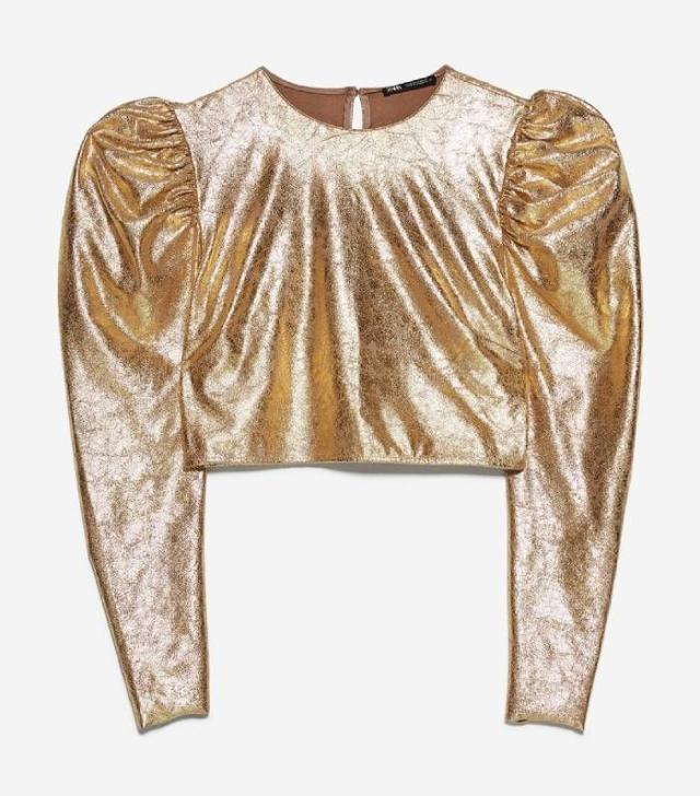 zara gold crop top