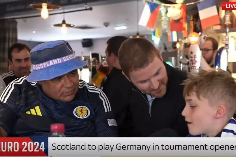 Eight-year-old Dylan threw a live coverage into chaos as one reporter venture into a Scottish pub ahead of the Euro 2024 launch