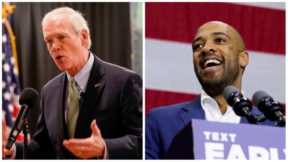 El senador de Wisconsin Ron Johnson, a la izquierda, se encuentra en una reñida contienda por la reelección contra el vicegobernador Mandela Barnes (AP/REUTERS)