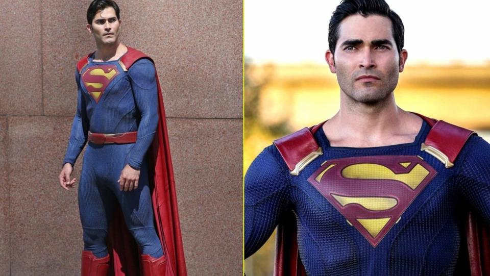 The Superman costume worn by Tyler Hoechlin in the Arrowverse series.
