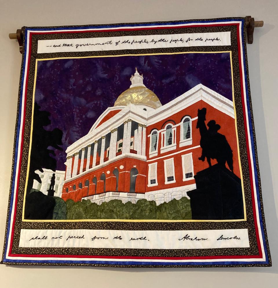 The State House quilt that Barbara Sanden made for retired state Sen. Stephen Brewer.