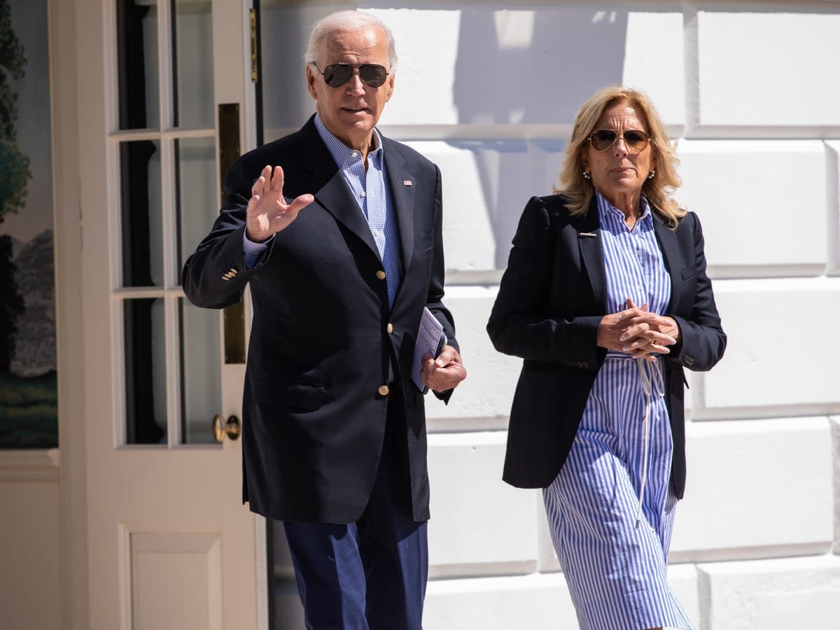 File: US president Joe Biden and first lady Jill Biden depart the White House en route to Florida on 2 September, 2023 in Washington, DC (Getty Images)