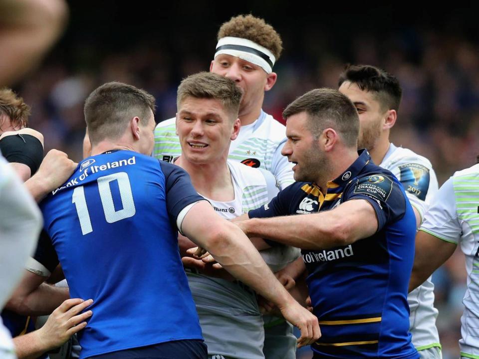 Owen Farrell clashes with Johnny Sexton (Getty)