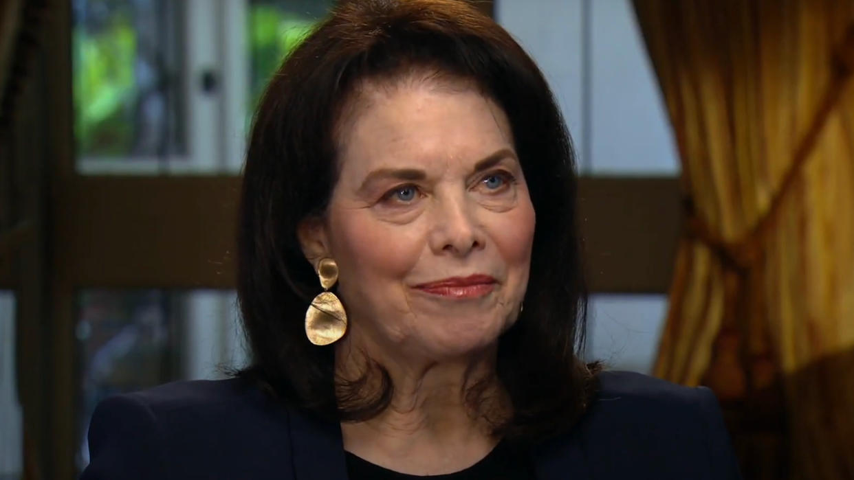  Sherry Lansing sitting in mid-interview for CBS Sunday Morning. 