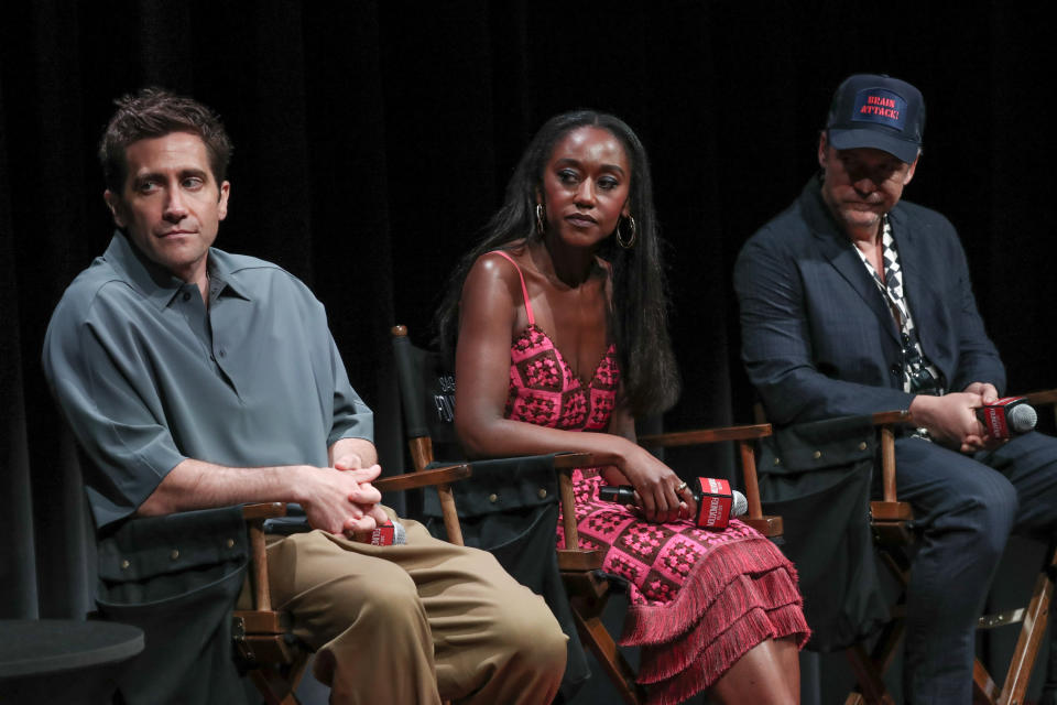 NEW YORK, NEW YORK - JUNE 11: (L-R) Jake Gyllenhaal, Nana Mensah and Peter Sarsgaard attend the SAG-AFTRA Foundation Conversations 