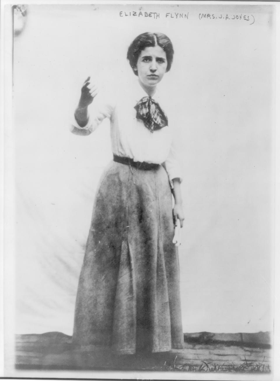 In this Library of Congress undated photo shows Communist Party member Elizabeth Gurley Flynn gesturing. New Hampshire Gov. Chris Sununu is calling for a review of the state’s historical marker program after two government officials objected to one of Flynn, who was born in Concord. She was a labor activist who joined the Communist Party and was sent to prison. (Library of Congress via AP)
