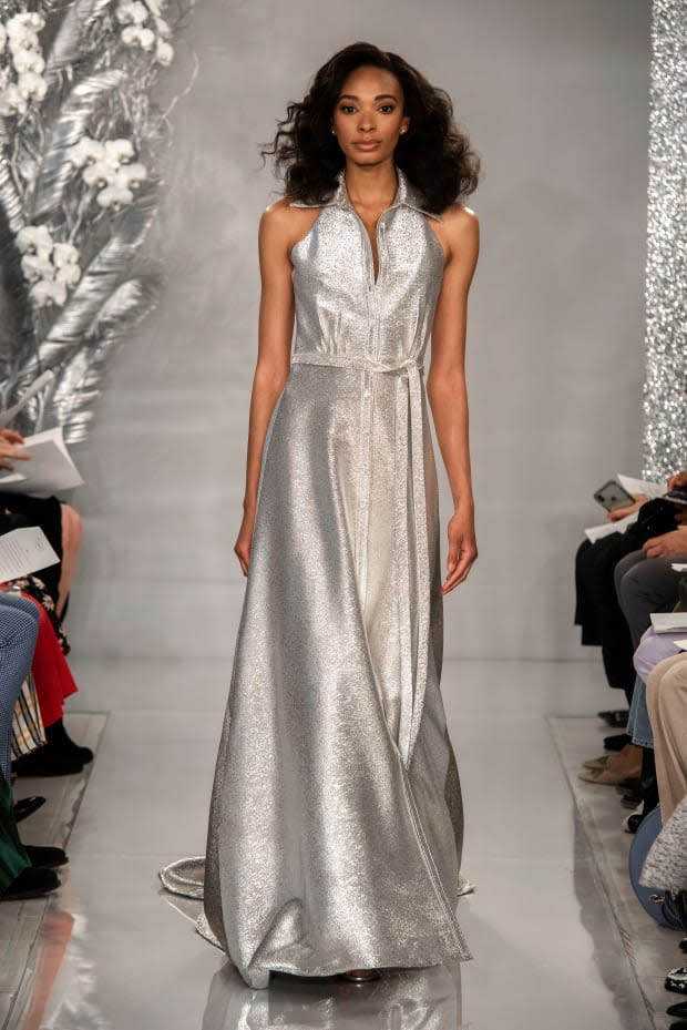 <p>A look from the Theia Spring 2020 bridal collection. Photo: Courtesy of Theia</p>