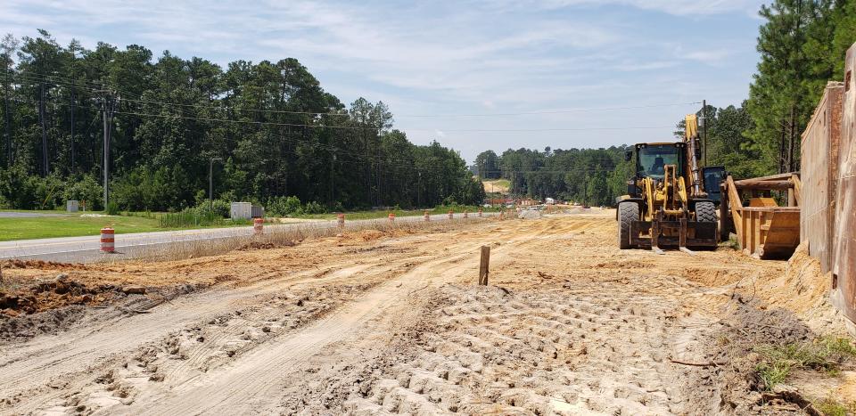 A road widening project for Gillis Hill Road, shown here near the intersection with Raeford Road, in Fayetteville is ongoing.