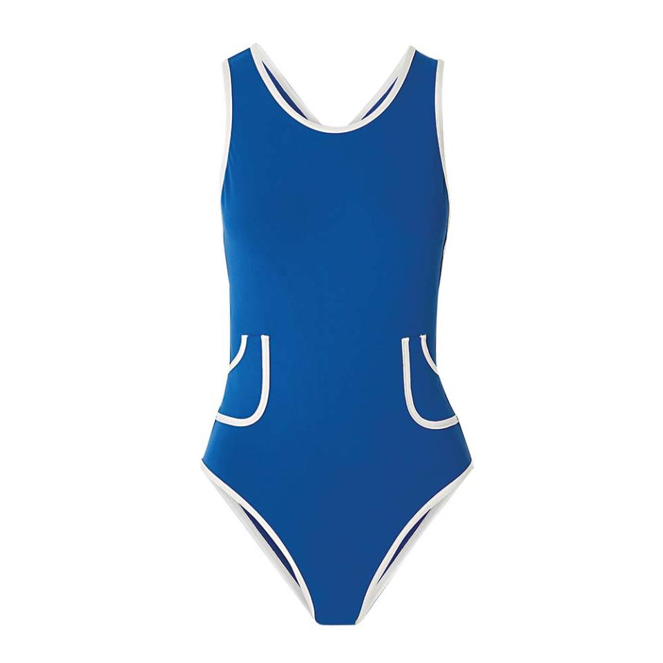 Eres Papillon swimsuit with contrasting trim and small pockets - Credit: Courtesy of Brand