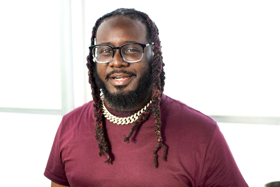 This June 5, 2019 photo shows rapper T-Pain, host of “T-Pain’s School of Business," posing for a portrait at Gotham Greens in the Brooklyn borough of New York. The program explores niche, innovative businesses founded by millennials. Many are centered on new technology and forward-thinking concepts. (Photo by Scott Gries/Invision/AP)