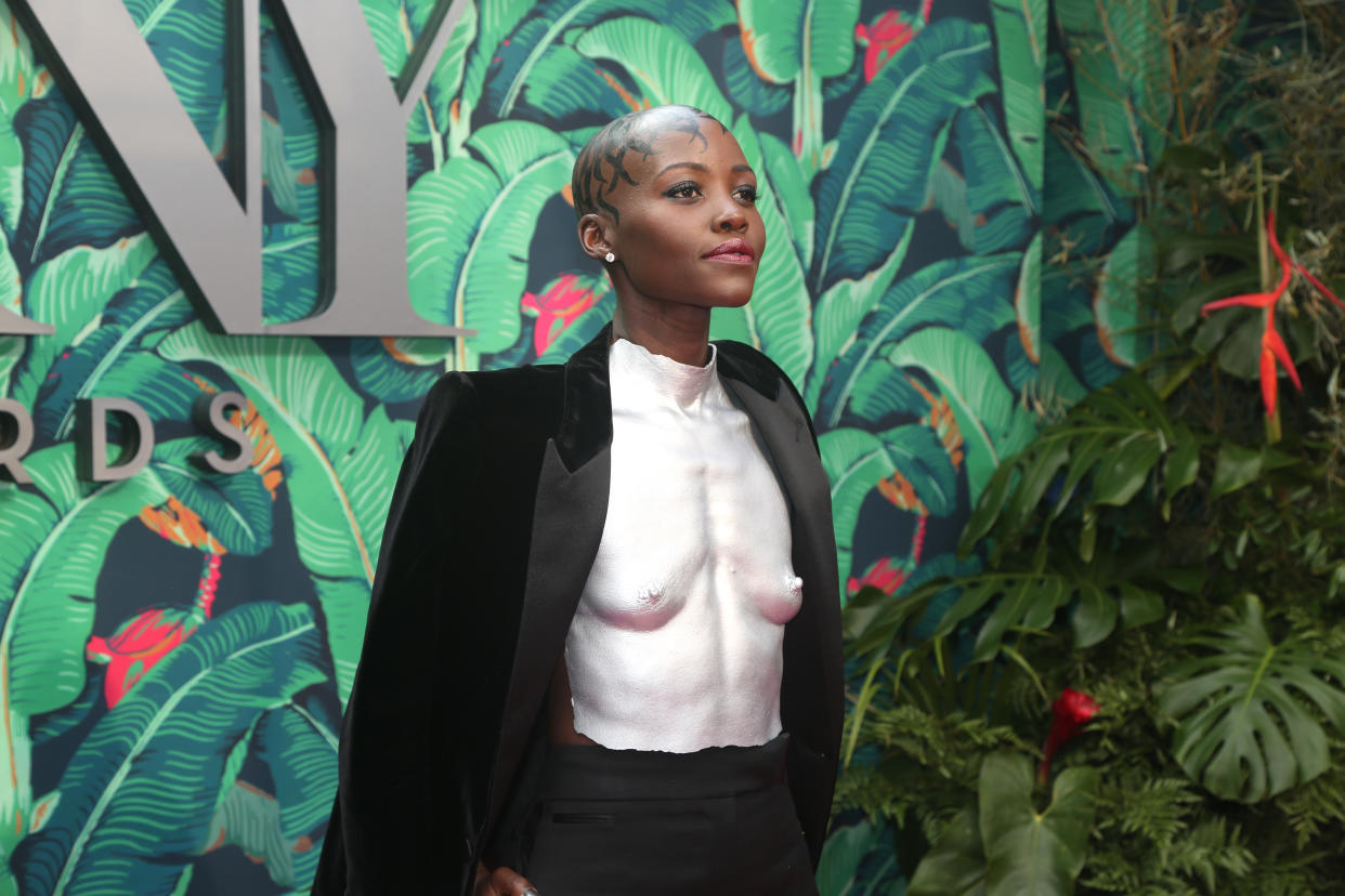 Lupita Nyong'o attended the Tony Awards in a custom breast plate. (Getty Images)