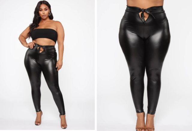 ASOS Leather Look Leggings with Elastic Slim Waist