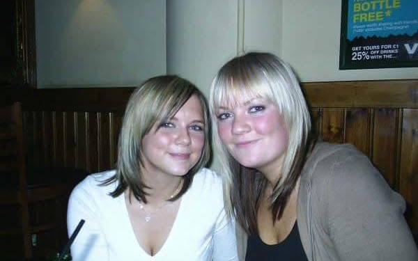 'I was in so much agony, I couldn't study properly for my A-levels': Amy Roberts with a friend in 2004