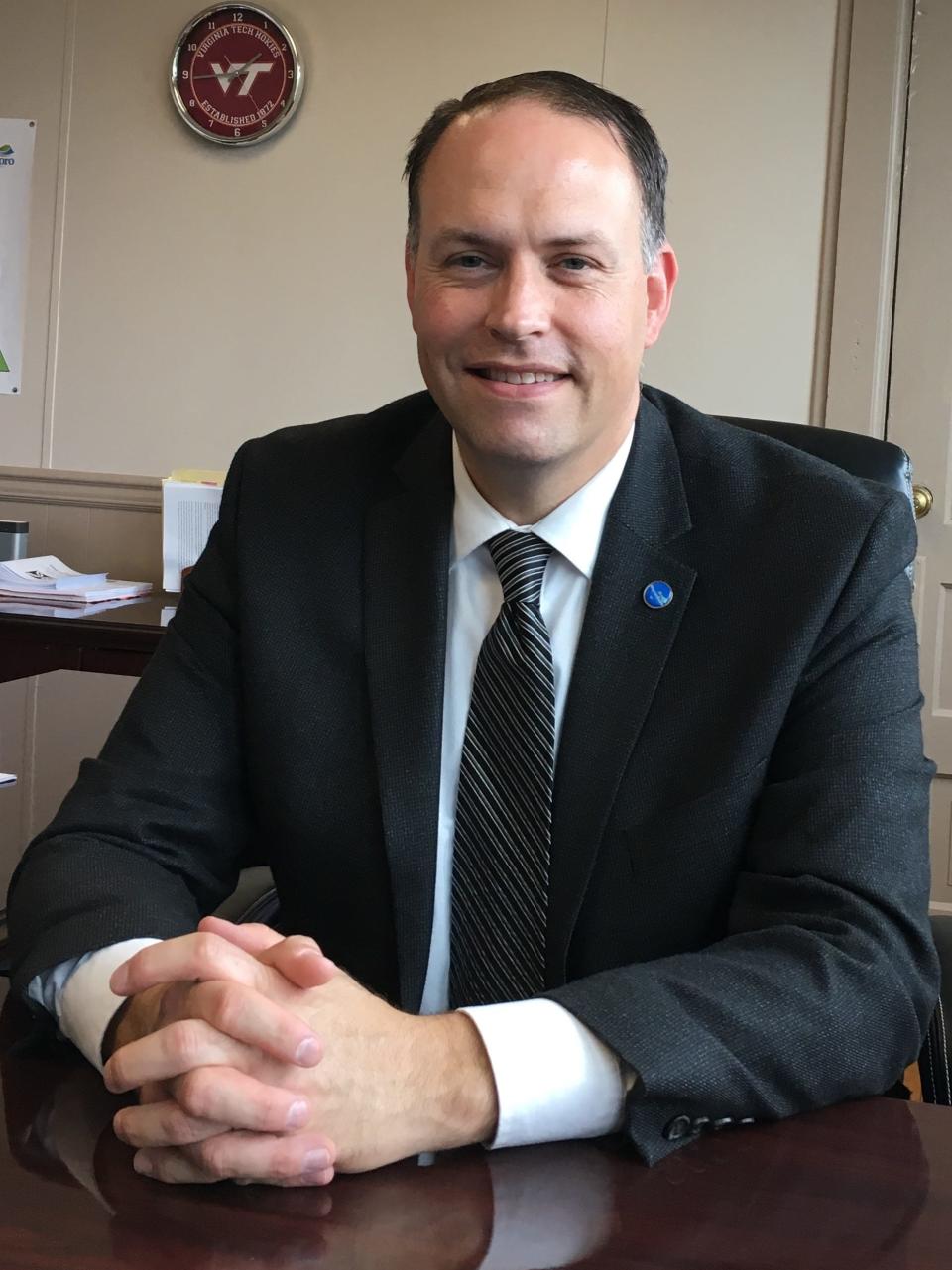 Dr. Ryan Barber, Director of Student Services at Waynesboro Public Schools, in his office on September 12, 2018.