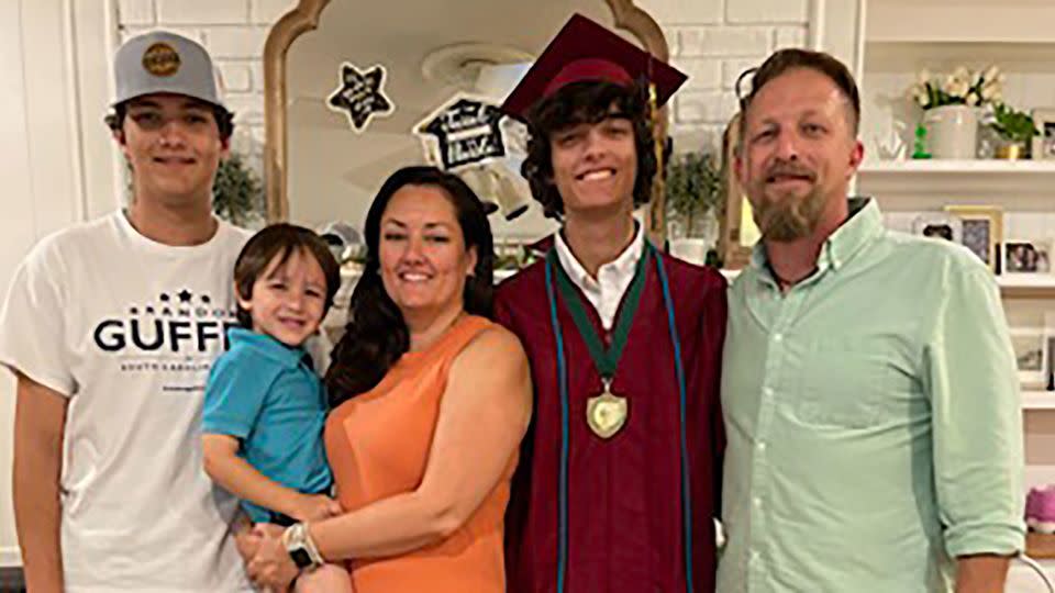 South Carolina State Rep. Brandon Guffey in an undated photo with his wife, Melissa, and their sons, Gavin, 17, Coen, 16, and Callahan, 4. - Courtesy of Brandon Guffey