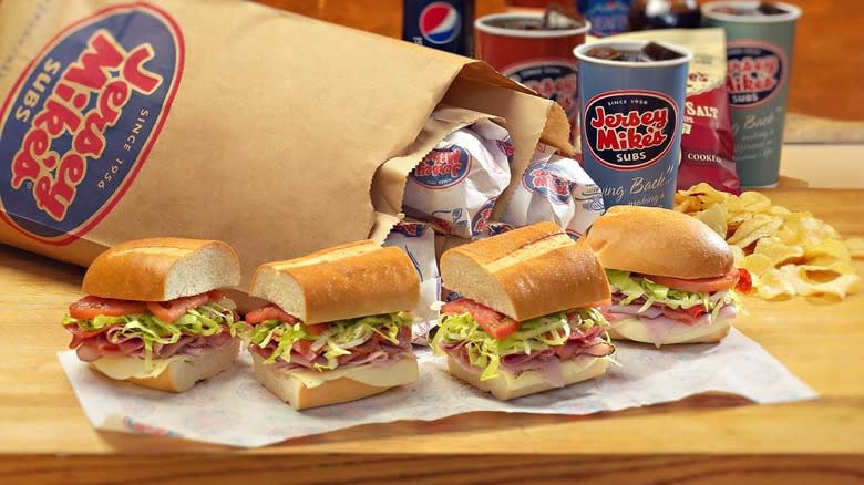 Jersey Mike's sandwich cut into four