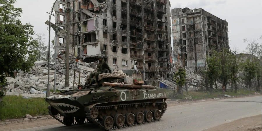 Russian occupiers in the city of Popasna, Luhansk oblast