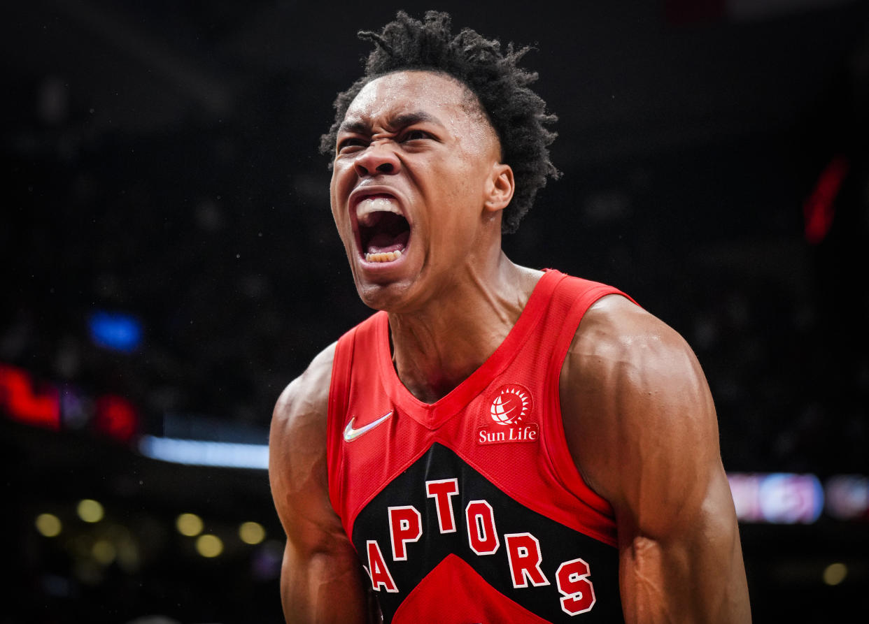 Scottie Barnes #4 of the Toronto Raptors has huge fantasy potential