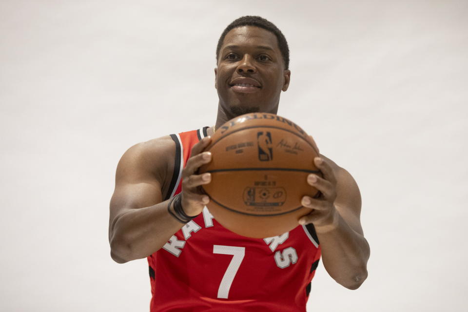 Toronto Raptors' Kyle Lowry poses during a photo shoot at the Raptors Media day in Toronto, Saturday, Sept. 28, 2019.(Chris Young/The Canadian Press via AP)