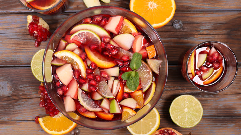 pitcher of sangria from above