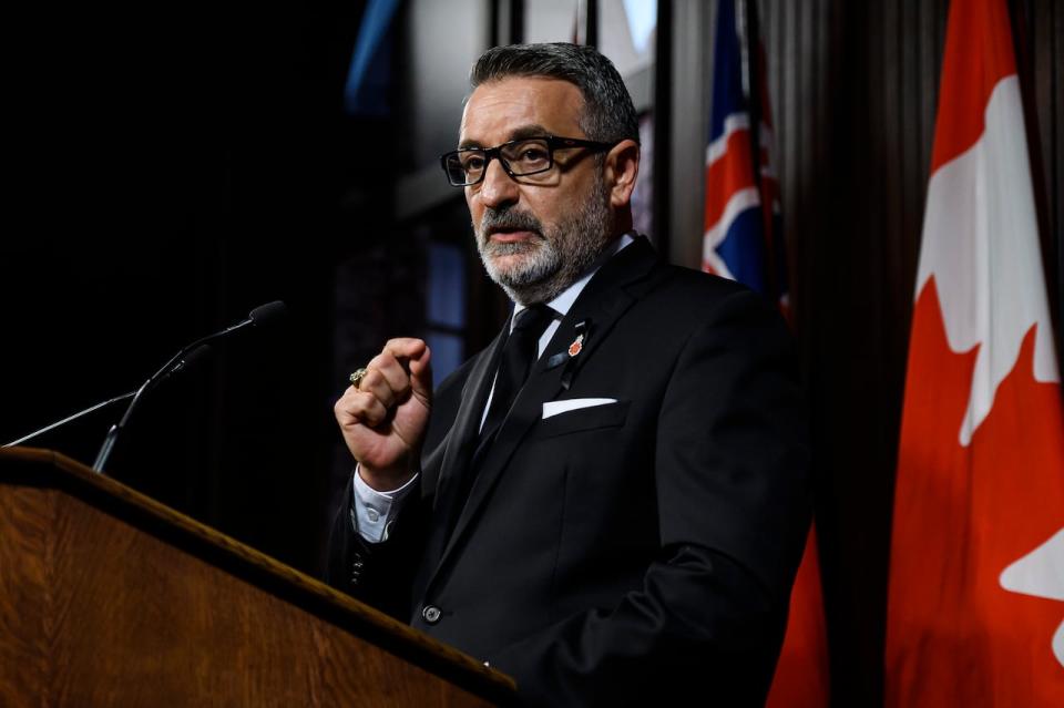 Long-Term Care Minister Paul Calandra speaks with media at Queen’s Park in Toronto on Wednesday, September 14, 2022. THE CANADIAN PRESS/Christopher Katsarov