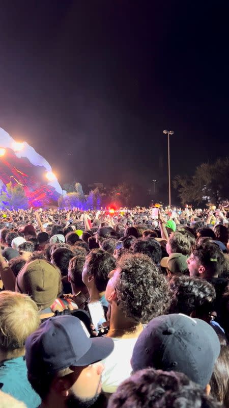 Ambulance is seen in the crowd during the Astroworld music festiwal in Houston