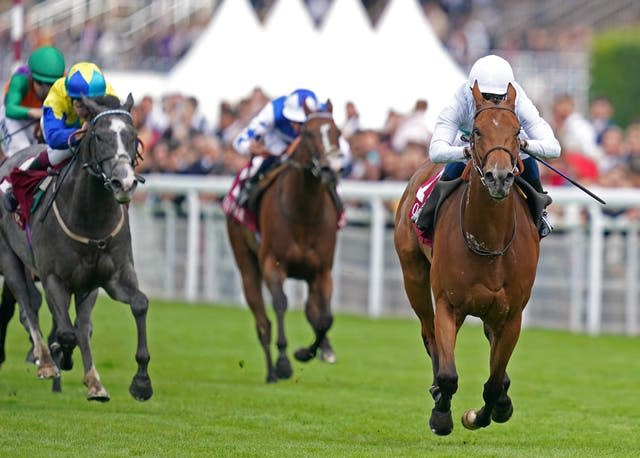 Suesa, ridden by jockey William Buick, powered to victory in the King George Qatar Stakes at Goodwood