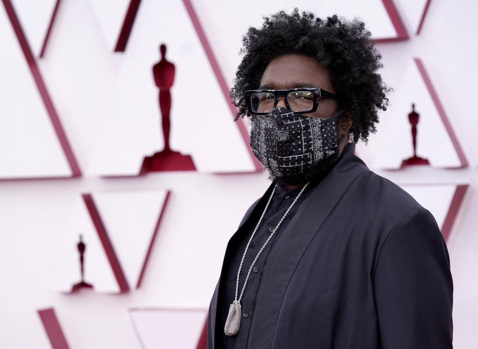 Questlove arrives at the Oscars on Sunday, April 25, 2021, at Union Station in Los Angeles. (AP Photo/Chris Pizzello, Pool)