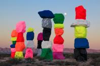 <p><strong>What’s this place all about?</strong> The large-scale public work “Seven Magic Mountains” can be seen by anyone arriving (or leaving) Las Vegas via I-15, 10 miles south of the Strip. The massive, 30-foot-high neon-painted limestone totems cut an incredible picture against the desert. Artist Ugo Rondinone’s piece took several years to plan in this area, but all you have to do is follow the driving directions and show up. The work will be on view until 2021.</p> <p><strong>What’s it like being there?</strong> As you're driving past it on I-15, either to or from Las Vegas, the work looks like neon ice cream cones rising from the desert floor—but no, it's not part of the <a href="https://www.cntraveler.com/activities/las-vegas/neon-museum?mbid=synd_yahoo_rss" rel="nofollow noopener" target="_blank" data-ylk="slk:Neon Museum;elm:context_link;itc:0;sec:content-canvas" class="link ">Neon Museum</a>. It's an awe-inspiring installation, for sure, but in an otherworldly, wacky way.</p> <p><strong>Is there a guide involved?</strong> There's not a guide involved; you show up and admire.</p> <p><strong>Who comes here?</strong> The most dedicated fans of the landmark these days have been Instagram influencers, but it will appeal to art appreciators of all stripes.</p> <p><strong>Did it meet expectations?</strong> Despite the fact that the structures are perfectly stable, they appear wobbly. They also alter your sense of size—it's hard not to feel small and humble when standing next to them.</p> <p><strong>So, then, what, or who, do you think it’s best for?</strong> This art is easy to see, particularly since it's already on your way in or out of town. If nothing else, it will help reinforce the fact that there's a tremendous amount of barren, beautiful desert beyond the Strip.</p>