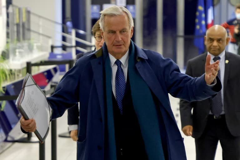 Michel Barnier au siège de LR, où les six candidats à l'investiture du parti pour la présidentielle se sont réunis le 19 octobre 2021 à Paris   - Ludovic MARIN © 2019 AFP