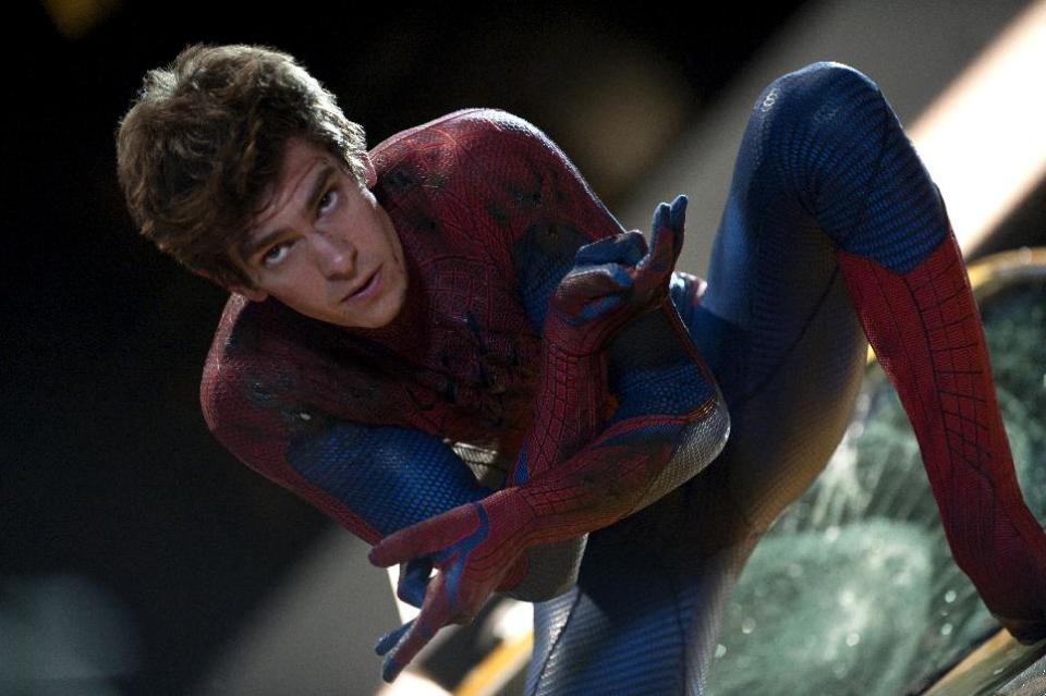 In this film image released by Sony Pictures,  Andrew Garfield is shown in a scene from