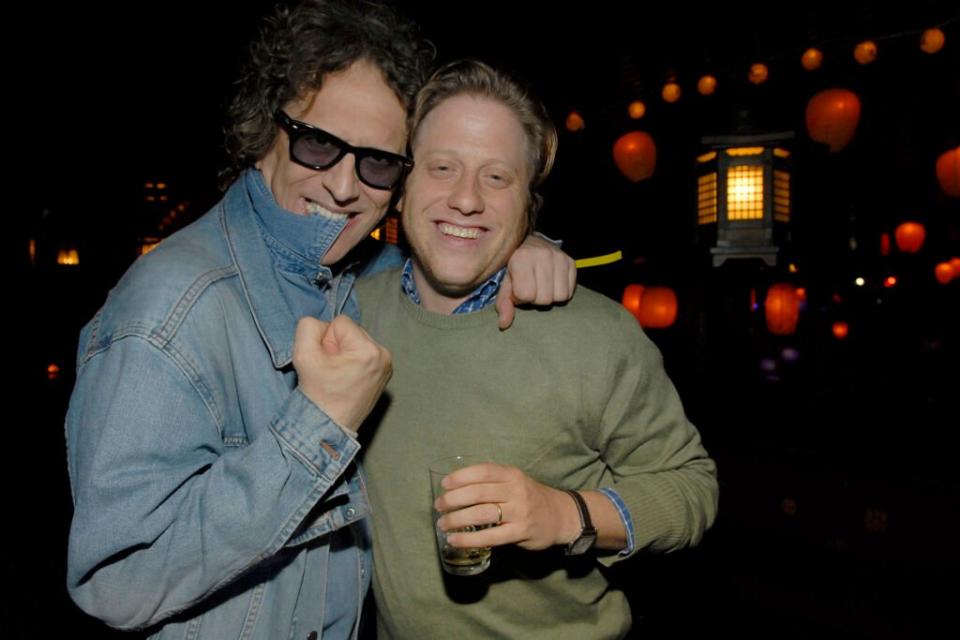 Shapiro with Mick Rock at The End Game Obama Fundraiser at The Hiro Ballroom on October 14, 2008 in New York City. (Credit: Zach Hyman/Patrick McMullan via Getty Images)