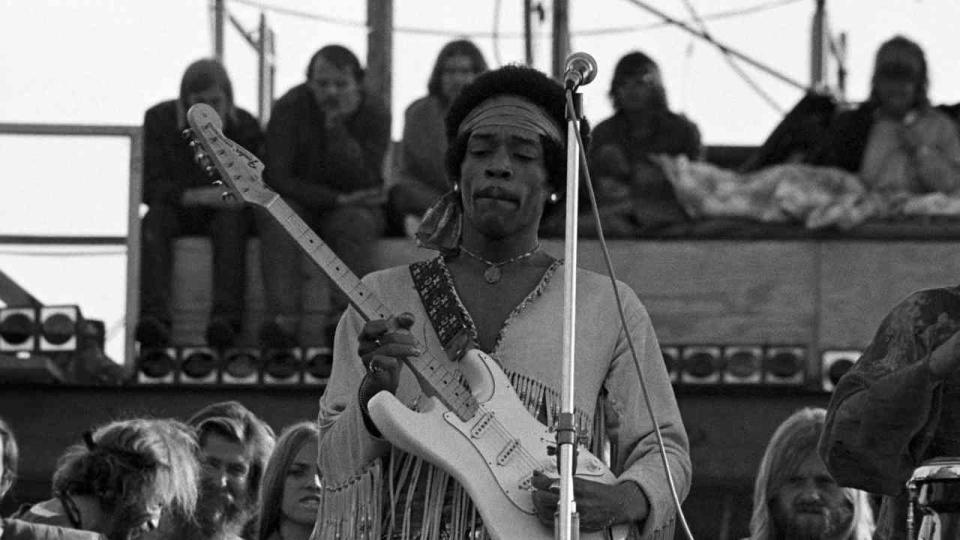 Jimi Hendrix onstage at Woodstock
