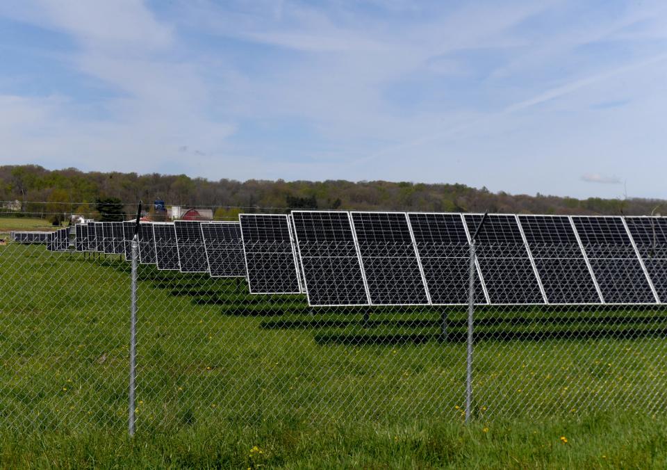 A city-owned 6.25-megawatt solar farm is seen on Seville Road in Wadsworth. The solar farm was built in 2020.