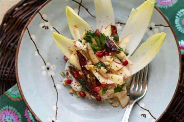 <strong>Get the <a href="http://food52.com/recipes/8750-apple-and-endive-salad-with-dates-pomegranate-sumac-and-honey-walnut-labneh" target="_blank">Apple and Endive Salad with Dates and Honey Walnut Labneh recipe </a>by onetribegourmet via Food52</strong>