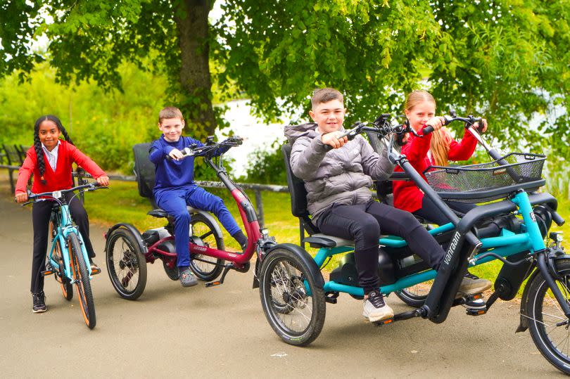 Local kids trying out the bike hire